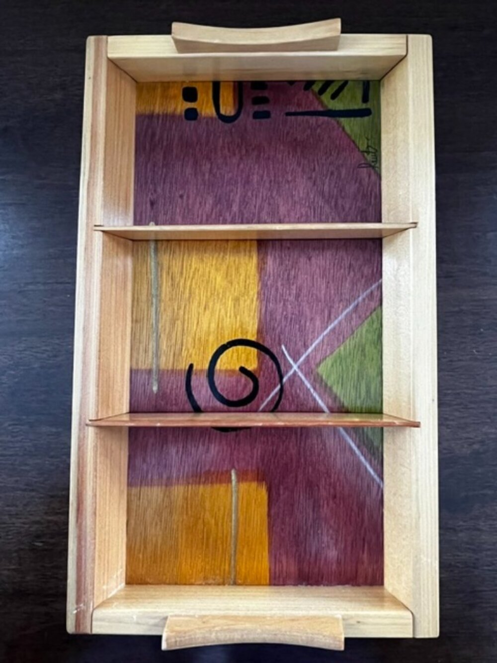 Kakadu Wooden Divided Tray Abstract Art Colorful